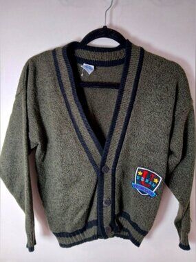 Vintage Wild Boys Urban Frontier Cardigan Sweater Green Black Patch Badge‎